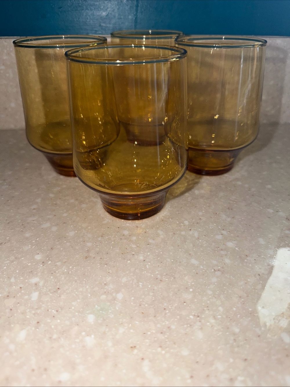 Vintage  Amber Glass Tumbler Set of 4